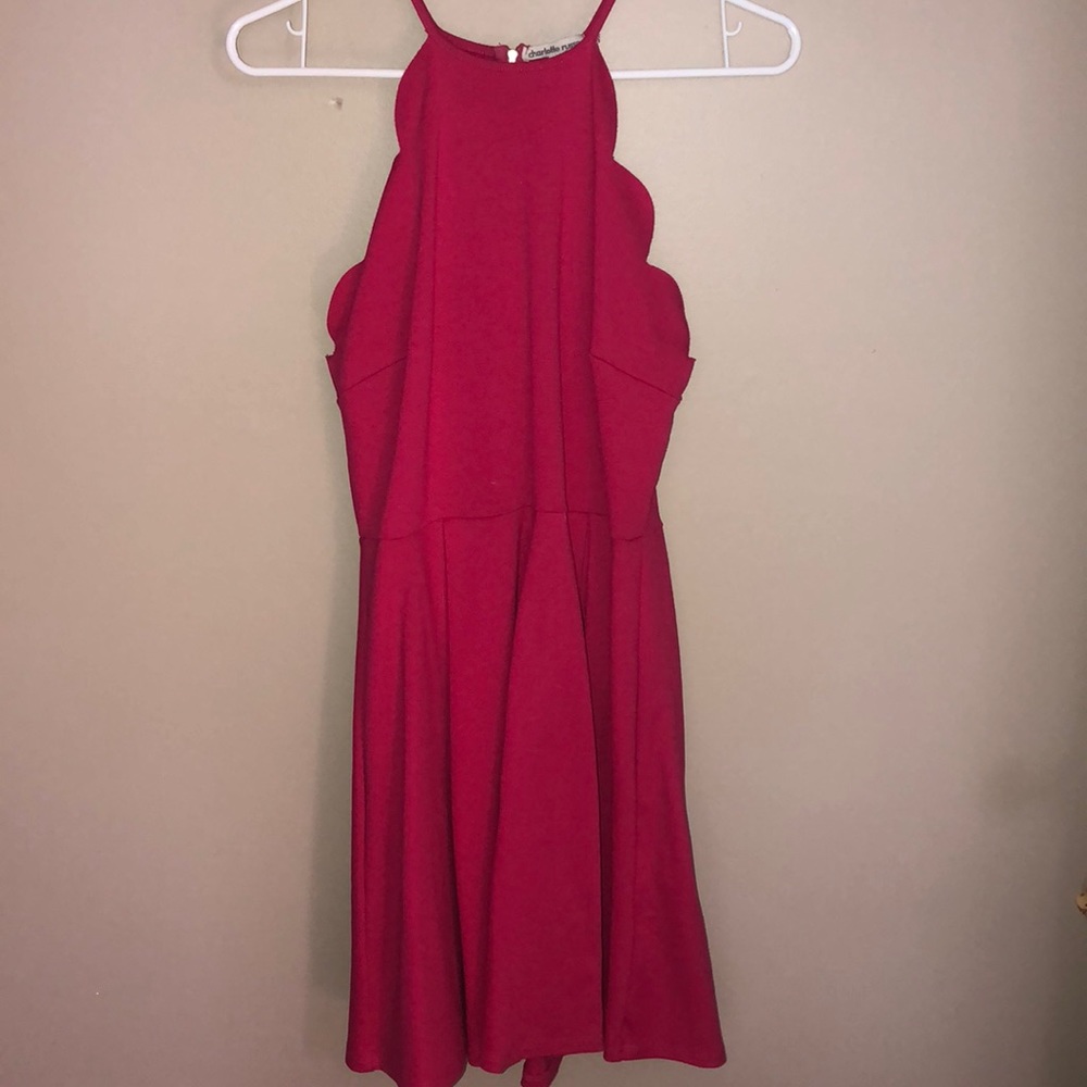 Hot pink, thin strapped cocktail dress